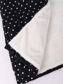 SHEIN 1件女童波點印花抓絨內裡連帽加厚外套，冬季中長款加厚防寒外套，雙層保暖+抓絨內裡，連帽+緊口袖口有效防風，兼具功能與時尚，冬季高出片率 - 黑與白 - 查看 9