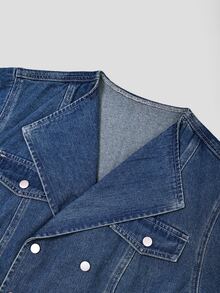 GlowEve CURVE Plus Size Button Lapel Pocket Denim Overalls - Medium Wash - View 5
