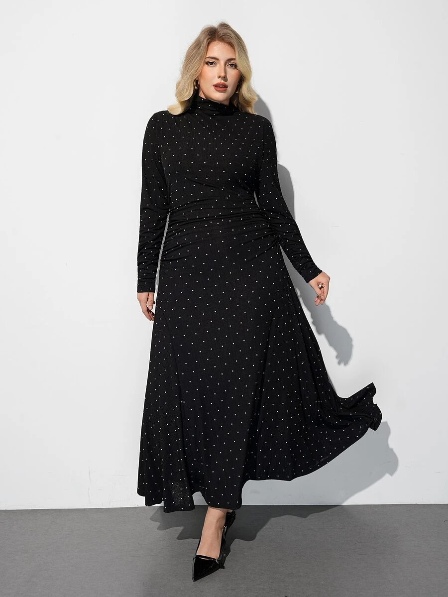 Maija Plus Size Women's Polka Dot Pleated Casual Party Dress for Sale ...