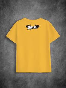 BATMAN X SHEIN Tween Boy Cartoon Print Casual Daily Short Sleeve T-Shirt - White - View 5