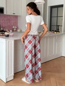 SweetSlumber Sweet Cute INS Cherry Striped Print Colorblock Trim Vibrant Fun Y2K Women Pajama Set - Multicolor - View 2