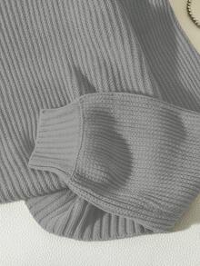 SoleilVie Women's Solid Color Casual Daily Long Sleeve Sweater - Grey - View 3