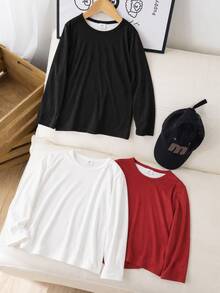 SHEIN 3件組小男孩T恤 生日男孩、開學第一天、媽媽與我 - 彩色 - 查看 2