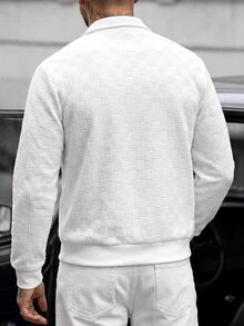 Manfinity CasualCool Men's Solid Color Casual Versatile Daily Wear Pullover Sweatshirt - White - View 2