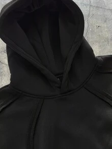 EASEVO Men's Casual Vacation Sports College Outdoor Patchwork Reverse Bone Hooded Sweatshirt Halloween Winter Party Autumn - Black - View 4
