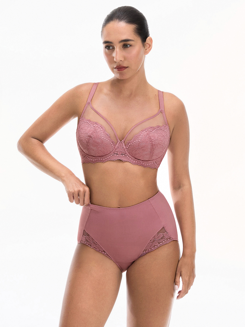 Full Coverage Unlined Mesh & Lace Bra
