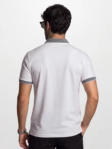 TekDrob Anti-Odor Modal Slim Polo With Jacquard Contrast Details - White - View 7