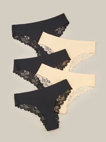 Bralution 女款蕾絲拼接性感日常3件式內褲5入組 - 彩色 - 查看 1