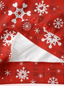 SHEIN X Care Bears Christmas Cute Bear Snowflake Red Plaid All-Over Print Women's Sweatshirt Full Pattern - White - View 8