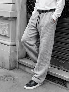 Manfinity CasualCool Men's Casual Drawstring Waist Sweatpants, Versatile For Daily Wear And Outings - Grey - View 1