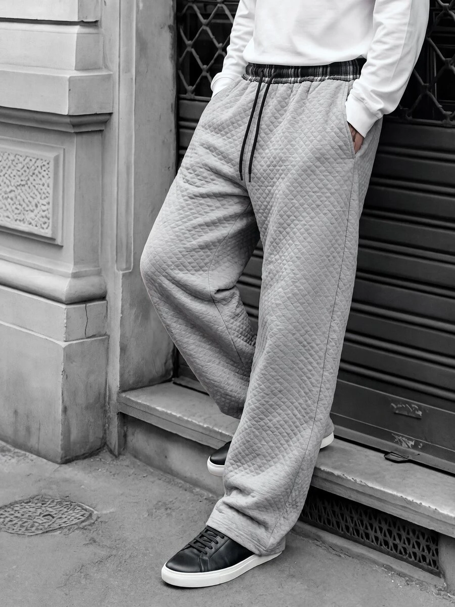 Manfinity CasualCool Men's Casual Drawstring Waist Sweatpants, Versatile For Daily Wear And Outings - Grey - View 1
