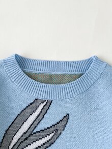 LOONEY TUNES X SHEIN Sweater Kasual Lengan Panjang Leher Bulat Motif Kartun Anak Laki-Laki - Biru - View 6