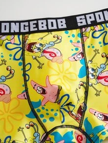 SpongeBob SquarePants | SHEIN Men's Cartoon Print Comfortable Cute Boxer Shorts - Multicolor - View 5