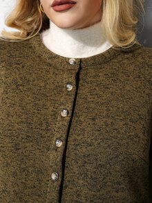 Maija Plus Size Women Solid Color Casual Versatile Daily Wear Top - Olive Green - View 3