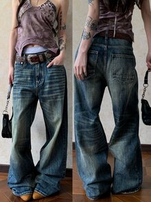 Dazy Tall Women's Loose Straight Leg Street Casual Denim Jeans - Medium Wash - View 6
