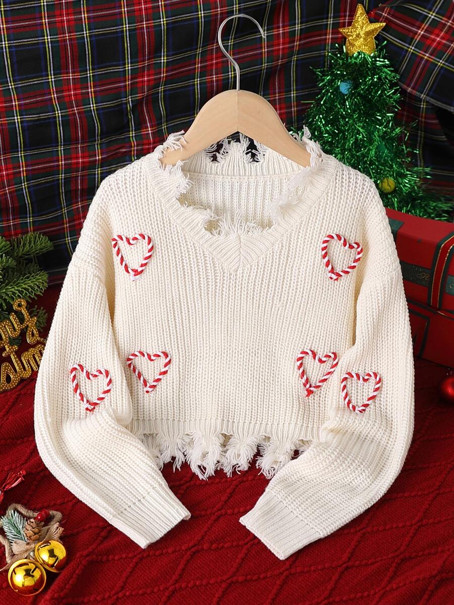 SHEIN Sweater Pullover Model Baru Serbaguna dengan Pita Lucu untuk Anak Perempuan - MultiWarna - View 1
