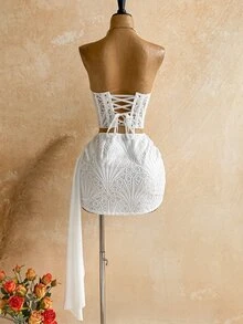 Soleia Spicy OutfitStrapless Set, Stylish And Versatile For Evening Events - White - View 2