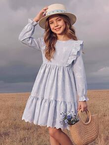 SHEIN Tween Girl Tween Girls Dresses Spring And Summer Korean Edition Fashion Short Sleeved Forest Style Western Style Top Paired Simple To Maintain Comfort - Multicolor - View 5