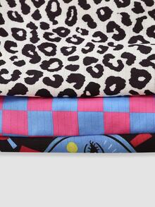 Chillnights Young Contrast Color Leopard Print Letter & Sun Graphic Frill Trim 2pcs Women's Pajama Bottoms - Multicolor - View 8