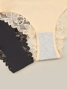 Bralution 女款蕾絲拼接性感日常3件式內褲5入組 - 彩色 - 查看 4