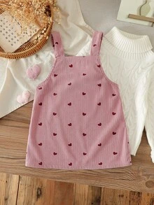 SHEIN Baby Girl Spring Autumn Cute Deer Embroidered Cami Dress Casual Outdoor - Pink - View 3