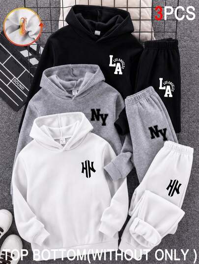 SHEIN Teen Boy 3pcs Teen Boys Casual Versatile Black, Gray, White Multi-Color Sweatpants, Suitable For Commuting, School, Daily Casual Wear, Sports
