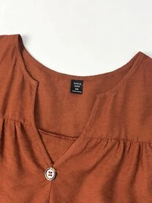 Linhara CURVE Plus Size Women's Woven Casual Long-Sleeved Autumn Shirt Fall - Orange - View 6