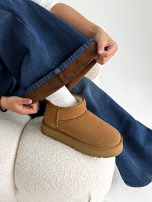 Coolane 女款秋季抓絨內裡水藍色高腰寬腿牛仔褲，復古街頭風休閒保暖寬鬆長褲，日常穿搭 - 藍色 - 查看 4