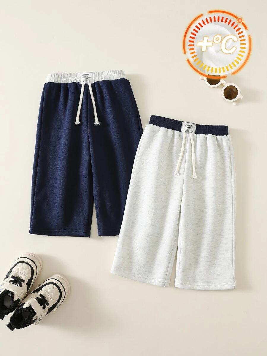 SHEIN 2PCS Baby Boys Bottoms - Navy Blue - View 1