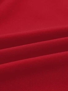 SHEIN CURVE+ 大尺碼女款純色腰帶裝飾寬腿長褲，適合四季穿著，適用於派對、演唱會、日常通勤風格、音樂節、浪漫場合、情人節、度假 - 紅色 - 查看 7