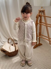 DAZY Infant Girl Floral Print Casual Layering Versatile Autumn/Winter Top - Beige - View 6