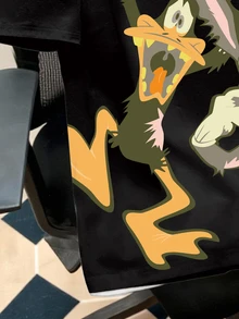 LOONEY TUNES X SHEIN Daypath 男士萬聖節卡通印花圓領短袖休閒T恤 - 黑色 - 查看 3