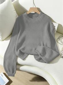 SoleilVie Women's Solid Color Casual Daily Long Sleeve Sweater - Grey - View 1