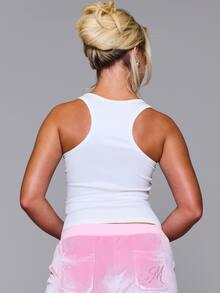 MUSERA Scoop Front Ribbed Graphic Printed Tank Cami Top Autumn Fall Winter Daily Back To School Pink Pony - Apricot - View 4