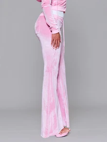 MUSERA Velour Elasticated Drawstring Waist Low Rise Coord Jogger Bottoms Autumn Fall Winter Daily Back To School Pink Pony - Pink - View 3