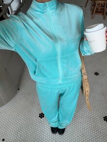 Muchica Women's Solid Color Long Sleeve Zip-Up Hoodie And Pants Casual 2 Pieces Set - Pink - View 1