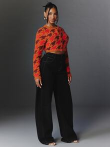 NYA SZN Women's Geometric Pattern Long Sleeve Single-Breasted Knit Cardigan - Multicolor - View 7