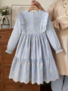 SHEIN Tween Girl Tween Girls Dresses Spring And Summer Korean Edition Fashion Short Sleeved Forest Style Western Style Top Paired Simple To Maintain Comfort - Multicolor - View 2