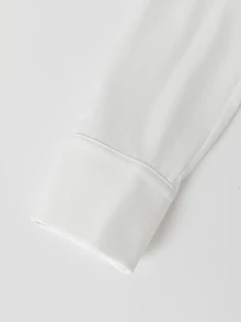 SHEIN LUNE Bodysuit Lengan Panjang Minimalis Kancing Serbaguna untuk Wanita, Cocok untuk Kantor - Putih - View 5