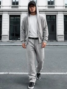 Manfinity CasualCool Men's Casual Drawstring Waist Sweatpants, Versatile For Daily Wear And Outings - Grey - View 3