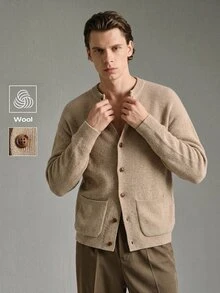 Calmiston Contains Wool Men Cardigans Cardigan Men Fall Clothes For Men Casual Daily Wear Festival Boys Fall/Winter Daily New Pull, Sweaters カーディガン - Khaki - View 1
