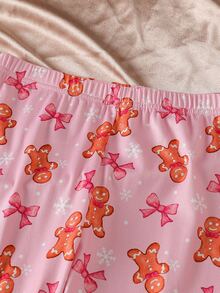 Tween Girl Autumn/Winter Christmas Pajamas 2pcs Snug Fit Long Sleeve Pants Top Print Allover Pink - Baby Pink - View 7