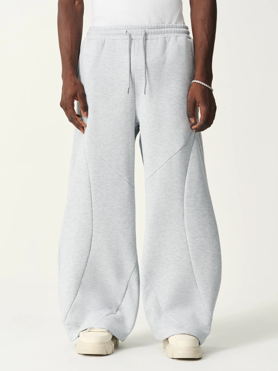 STYNVO Men's Minimalist Drawstring Waist Pocket Loose Sweatpants - Grey - View 1