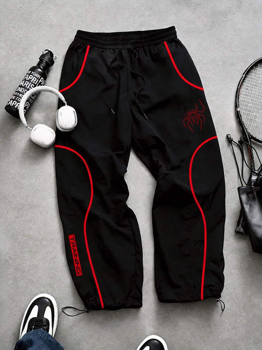 Sport MetroGents 男士拼色蜘蛛圖案休閒日常運動長褲 - 彩色 - 查看 1