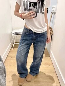 Dazy Tall Women's Loose Street Style Button Pocket Denim Jeans - Medium Wash - View 2