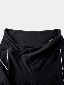 SHEIN Velisys Women's Colorblock Casual Daily Travel Sports Long Pants - Black and White - View 5