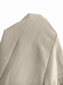 Feyla Plus Size Casual Elegant Drawstring Long Sleeve Blazer - Khaki - View 7