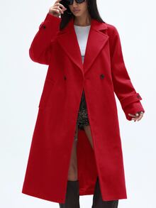 Aveloria GENKIRA 秋冬新款女款寬鬆柔軟大衣外套 優雅風格 - 紅色 - 查看 6