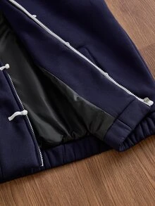 SWAVVY Men's Colorblock Casual Daily Wear Long Sleeve Jacket - Navy Blue - View 8