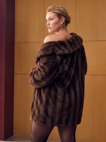 MOTF PREMIUM PLUS SIZE FAUX MINK FUR COAT - Brown - View 3